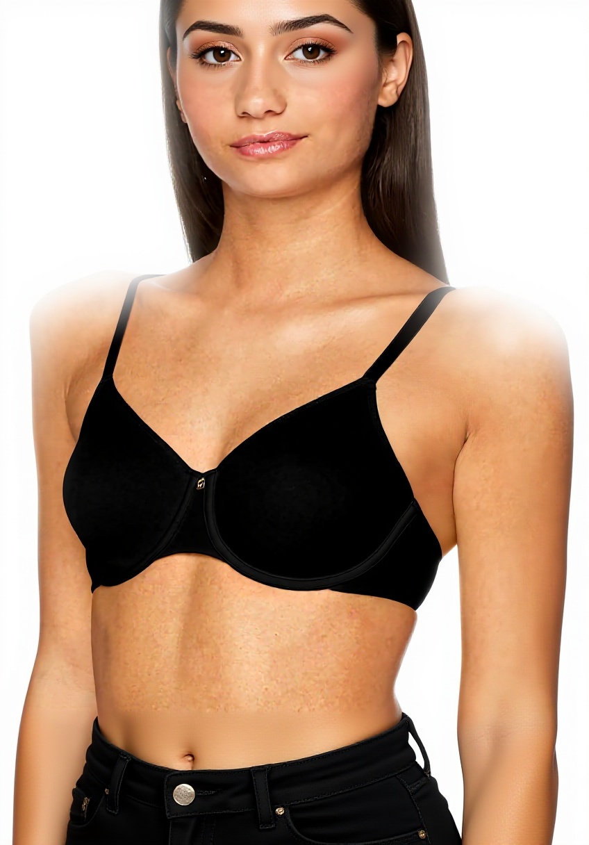 Soutien-gorge Triumph minimizer noir porté avec une tenue décontractée