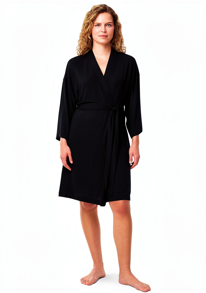Femme portant le peignoir Triumph Aura Spotlight dans un intérieur confortable