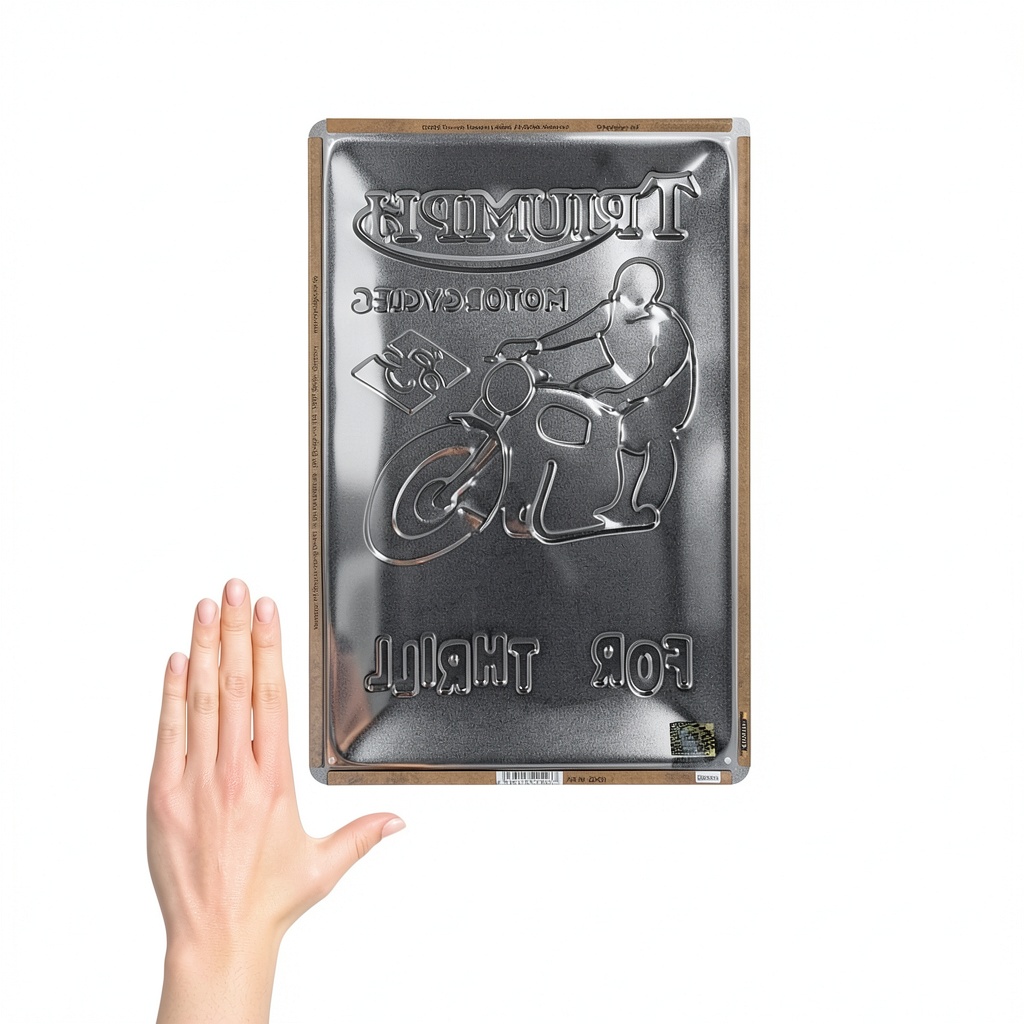 Plaque Triumph For the Thrill accrochée dans une cuisine moderne