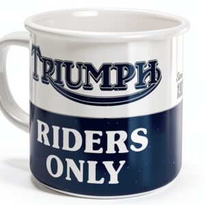 Tasse Triumph en émail rétro 360 ml – design vintage, poignée robuste-0