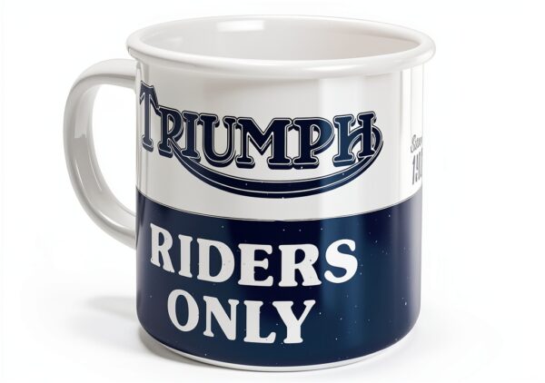 Tasse Triumph en émail rétro 360 ml – design vintage, poignée robuste-0