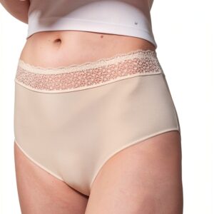 Triumph Culotte Femme – Dentelle Recyclée, Coton Bio, Noir & Skin,-0