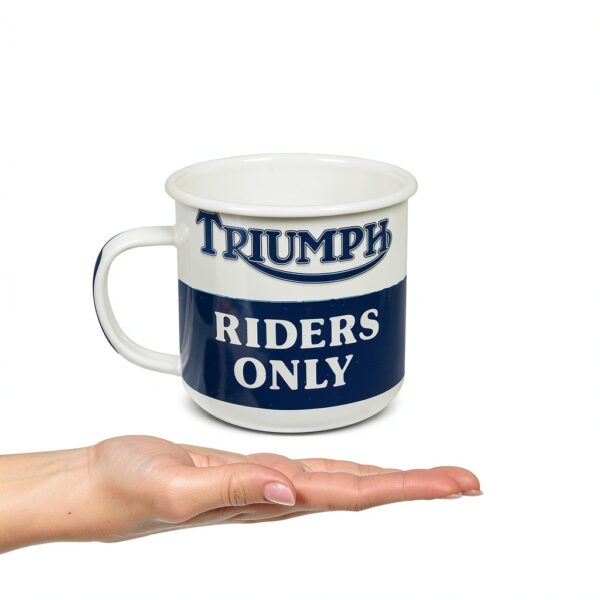 Tasse Triumph en émail rétro 360 ml – design vintage, poignée robuste-1