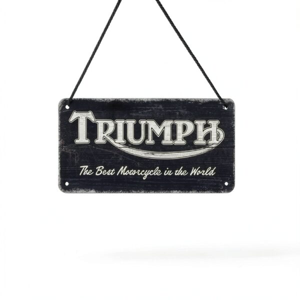 Plaque rétro Triumph porte - Murale vintage noir 10x20 cm modèle 28052-1